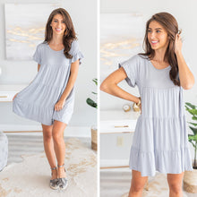Load image into Gallery viewer, Run Into Your Arms Heather Gray Tiered Dress