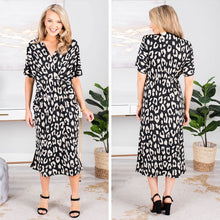 Load image into Gallery viewer, Posh Presence Black Leopard Midi Dress