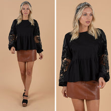 Load image into Gallery viewer, Feminine Fun Black Lace Blouse