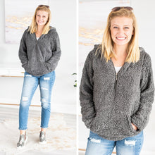 Load image into Gallery viewer, Feel The Love Gray Sherpa Hoodie