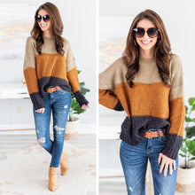Load image into Gallery viewer, See Ya Later Mocha Brown Colorblock Sweater