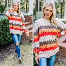 Load image into Gallery viewer, Catch The Vibes Rust Orange Chevron Sweater