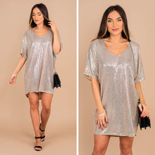 Load image into Gallery viewer, See The Future Taupe Sequin Dress