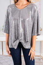 Load image into Gallery viewer, See The Future Gunmetal Sequin Top
