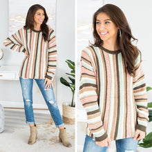 Load image into Gallery viewer, Chill Out Olive Green Striped Sweater