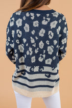 Load image into Gallery viewer, Just For Today Navy Blue Leopard Sweater