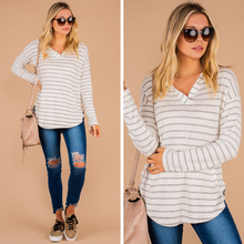 Load image into Gallery viewer, See You Smile Ivory White Striped Hoodie