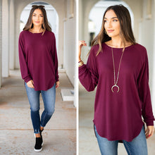 Load image into Gallery viewer, Easy Like Sunday Wine Red Waffle Tunic