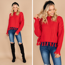 Load image into Gallery viewer, Return To Chic Red Distressed Sweater