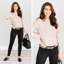 Load image into Gallery viewer, Burst Of Joy Light Mocha Brown Pompom Sweater