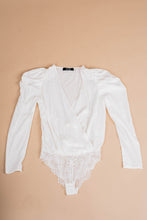 Load image into Gallery viewer, Flare For Chic White Bloused Bodysuit
