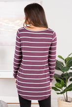 Load image into Gallery viewer, Something To See Eggplant Purple Striped Top