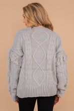 Load image into Gallery viewer, All Or Nothing Gray Fringe Sweater