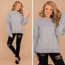 Load image into Gallery viewer, All Or Nothing Gray Fringe Sweater
