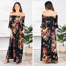 Load image into Gallery viewer, Back To Beauty Black Off Shoulder Maxi Dress