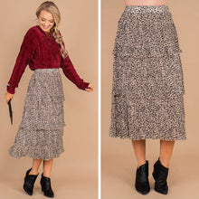 Load image into Gallery viewer, I'll Show You How Taupe Brown Leopard Midi Skirt