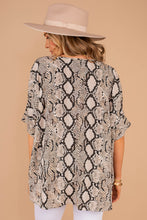 Load image into Gallery viewer, Planned Perfection Taupe Brown Snake Print Top