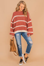 Load image into Gallery viewer, Casual Mood Wine Red Striped Sweater