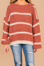 Load image into Gallery viewer, Casual Mood Wine Red Striped Sweater