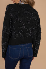 Load image into Gallery viewer, Make The Call Black Sequin Sweater