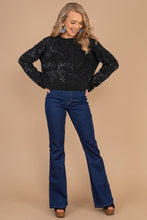 Load image into Gallery viewer, Make The Call Black Sequin Sweater