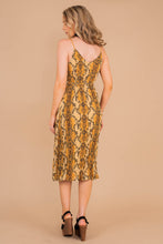 Load image into Gallery viewer, Just For Tonight Mustard Yellow Snake Midi Dress