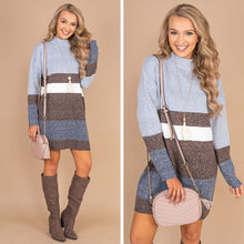 Load image into Gallery viewer, In The Clear Gray Colorblock Sweater Dress