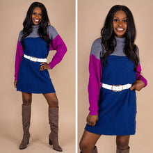 Load image into Gallery viewer, Tell The Truth Orchid Purple Colorblock Sweater Dress