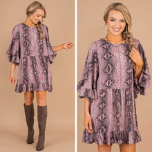 Load image into Gallery viewer, Look This Way Light Mauve Pink Snake Print Dress