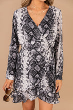 Load image into Gallery viewer, Looking For Me Black Snake Print Wrap Dress