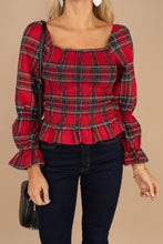 Load image into Gallery viewer, Tis The Season Red Plaid Top