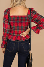 Load image into Gallery viewer, Tis The Season Red Plaid Top