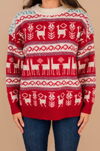 Load image into Gallery viewer, Shout With Glee Red Holiday Llama Sweater