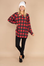Load image into Gallery viewer, Easy Like Sunday Red Buffalo Plaid Waffle Tunic