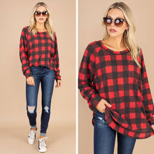 Load image into Gallery viewer, Easy Like Sunday Red Buffalo Plaid Waffle Tunic