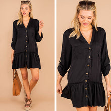 Load image into Gallery viewer, Get Where You're Going Black Ruffled Hem Dress