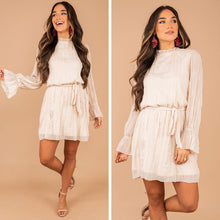 Load image into Gallery viewer, High Expectations Champagne Crinkled Dress