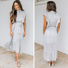 Load image into Gallery viewer, Steal Your Love Misty Blue Polka Dot Midi Dress