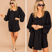 Load image into Gallery viewer, Loud And Clear Black Bubble Sleeve Dress