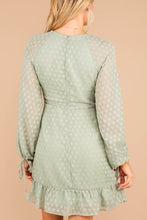 Load image into Gallery viewer, Hold You Dear Sage Green Swiss Dot Dress