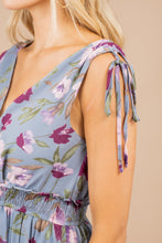 Load image into Gallery viewer, Elegant Affair Dusty Blue Floral Dress