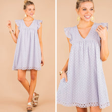 Load image into Gallery viewer, Couldn't Be Sweeter Light Blue Eyelet Dress