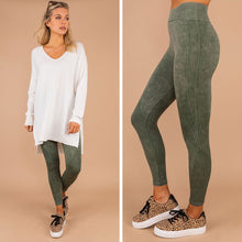 Load image into Gallery viewer, On The Run Olive Green Ribbed Leggings