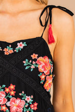 Load image into Gallery viewer, Works For Me Black Embroidered Midi Dress