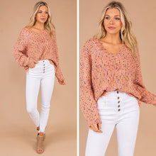 Load image into Gallery viewer, As You Requested Mauve Pink Confetti Sweater