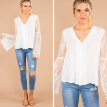Load image into Gallery viewer, Love The Romance White Bell Sleeve Top