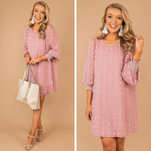 Load image into Gallery viewer, You're Mine Dusty Pink Swiss Dot Dress
