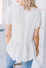 Load image into Gallery viewer, All About You Oatmeal White Scalloped Top
