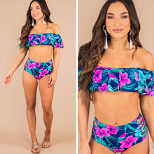 Load image into Gallery viewer, Cherish The Sun Navy Blue Floral Bikini Top