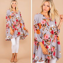 Load image into Gallery viewer, Make A Promise Gray Floral Tunic
